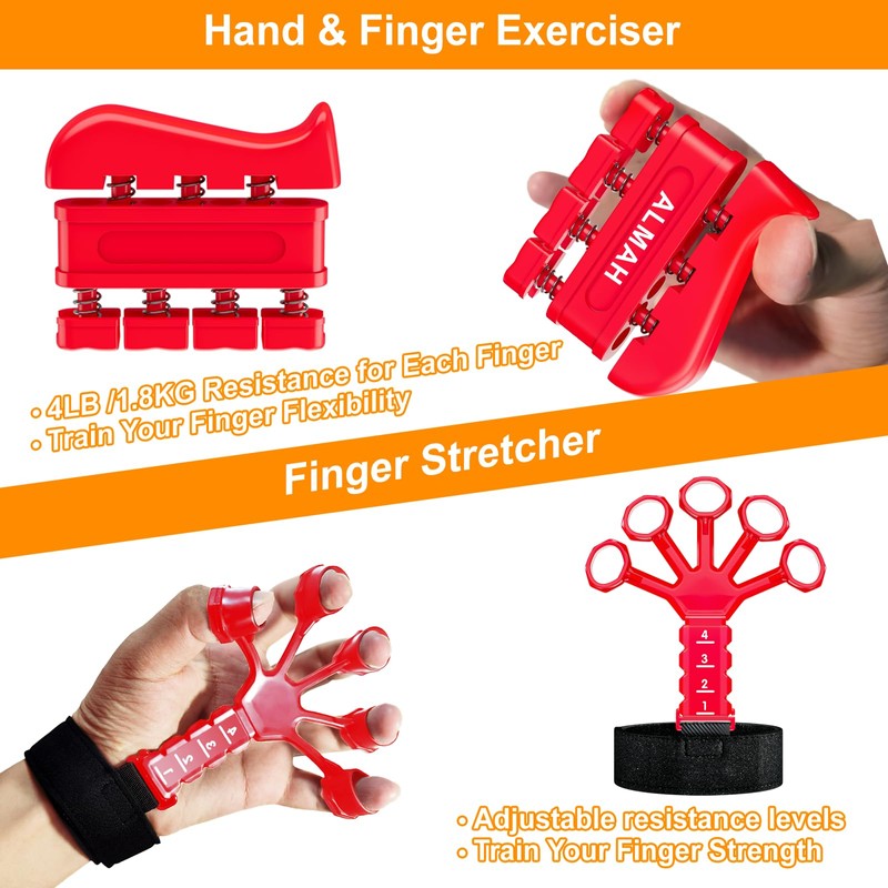 ALMAH Hand Trainer Finger Trainer 5-Pack Forearm Trainer Grip Strength