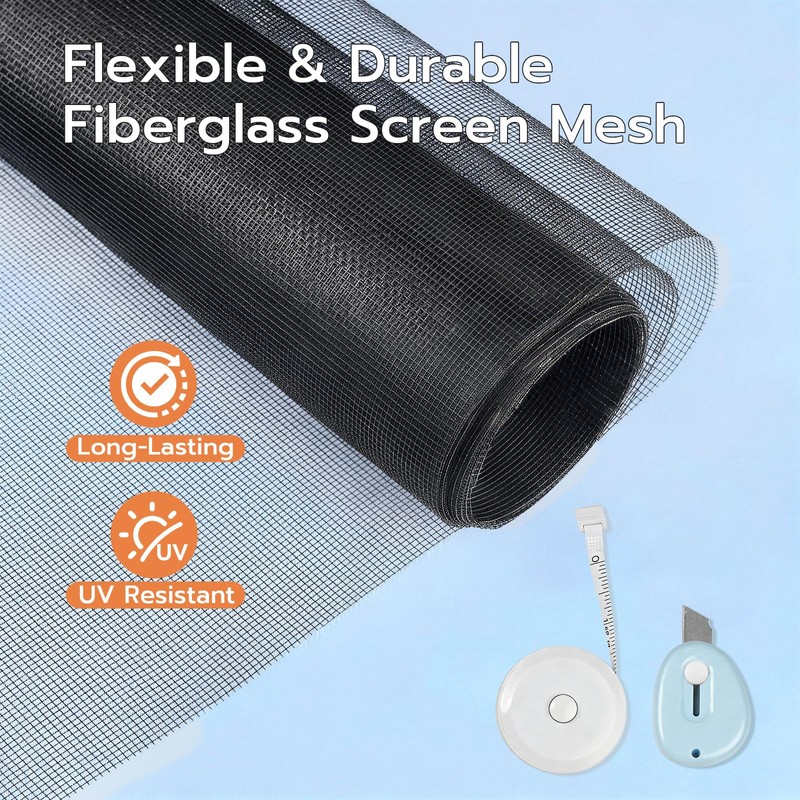 Window Screen Repair Kit, 59"x106" Fiberglass Window Screens for House