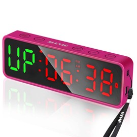 Portable Gym Timer, Fitness Timer Clock with Built-in Powerful Magnet, Large LED Digital Anti Vertigo Display, Home Gym Accessories Upgraded Workout Timer for Gym Home Garage Schools (Pink)