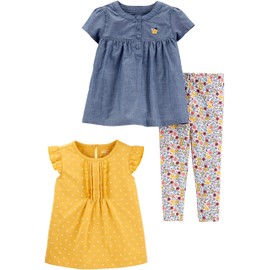 Simple Joys by Carter's - Juego de ropa de juego de 3 piezas, cambray/lunares, 12 meses