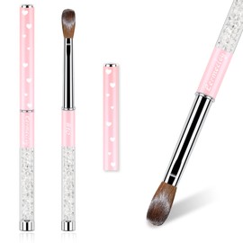 Christmas 100% Kolinsky Acrylic Nail Brush for Nails Size 10 Oval Crimped Shaped Nail Brushes for Acrylic Application Metal Handle Professional Nail Art Brush Manicure for Women for DIY Home Salon