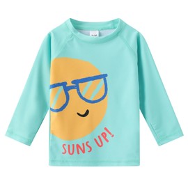 Toddlers Baby Boys' 3-Piece Swimsuit Trunk Rashguard Set and Sun Hat Swimwear Bathing Suit UPF 50+Suns Up(3-4T)