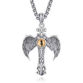 KATHLU Cross Necklace for Men Vintage 925 Sterling Silver Cross Pendant Mens Cross Necklace Christian Jewelry Religious Gifts, Sterling Silver, Cubic Zirconia