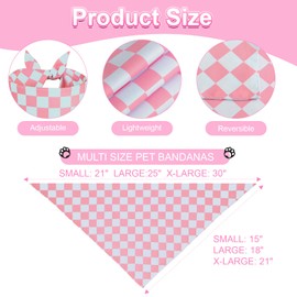 QUQULE Dog Bandana Girl Large 2PCS, Pink Spring Scarf, Durable Triangle Reversible Bibs Handkerchief for Puppy Pet