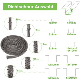 YOCCEK Oven Sealing Cord, Stove Seal, Fireproof Fibreglass Cord, Door Seal for Fireplace, Smoker, Grill, Pipe Insulation, Inspection Flaps, Sealing (Diameter 6 mm x 2.5 m)