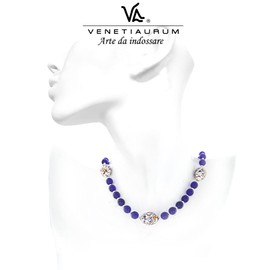 Venetiaurum - Halskette mit Steinen aus originalem Muranoglas und 925er Silber - Schmuck “Made in Italy” zertifiziert