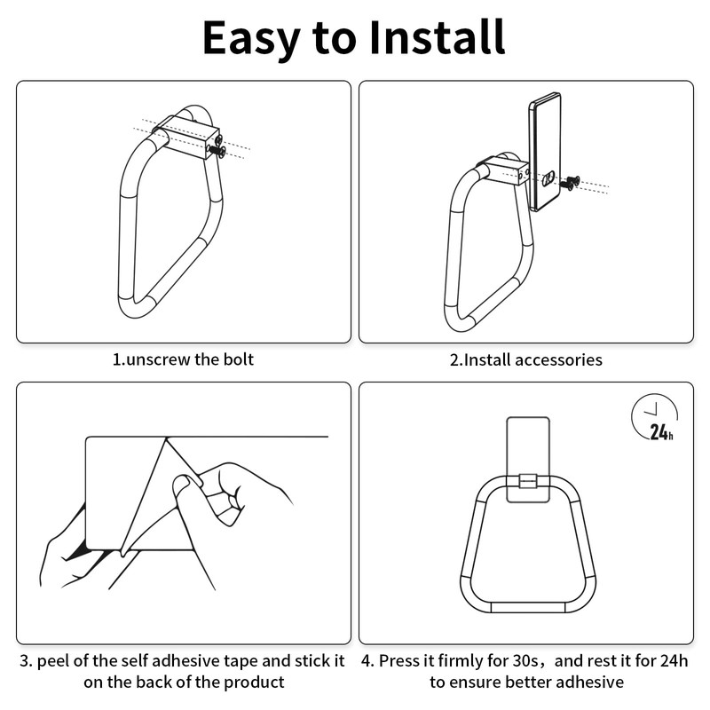 JUYSON Adhesive Hand Towel Holder for Bathroom, No Drill Towel