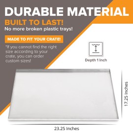 Pinnacle Systems (Stainless Steel, 23.25" L X 17.25" W X 1") Frisco Metal Replacement Crate Tray for Heavy Duty Single and Double Door Dog Crate Chew Proof Crack Proof Multipurpose Tray