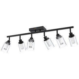 MELUCEE LED Track Light Semi Flush Mount Ceiling Spotlight 6 Lights Bathroom Light Fixtures Over Mirror with Flexibly Rotatable Light Heads, Built-in LED Chips, 5-Color Temperature Adjustable