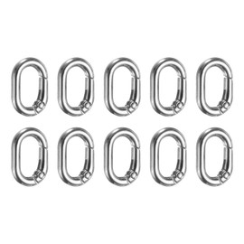sourcing map 10 Pcs Spring O Rings Oval Metal Clips 0.8 Inch Spring Key Ring Buckle Clasps Connector Accessories for Bags Handbags Luggage Purse Hardware Keychain DIY Crafts, Silver