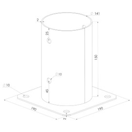 TRIBECCO Ground Sleeve with Dowel Plate for Round Wood Posts Diameter 141 x Height 150 mm Hot-Dip Galvanised Steel Round Screw-On Sleeve as Anchoring for Carports Fences Gate Posts Palisades
