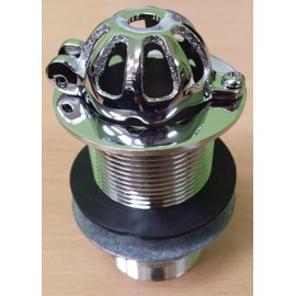 TC Chrome Domed Top Urinal Waste with Easy Clean Hinged Top 1 1/2" 40mm Unslotted Solid Tail Brass Body