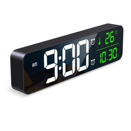 Ankilo Large Digital Wall Clock, 10.5 Inch LED Digital Alarm Clock, Large LCD Display, Wall Clock, Digital Wall Clock with Calendar and Temperature, Loud Alarm and Clear, Calendar Clock for Decor