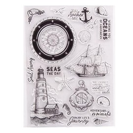 Welcome to Joyful Home 1pc Wishing You Ocean of Happiness Summer Anchor Rubber Clear Stamp for Card Making Decoration and Scrapbooking 15x21cm