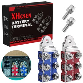 12-Way Battery Terminal Connectors with Bolt Down Ends or Threaded Studs, Heavy-Duty 8AWG to 4/0 AWG Battery Terminals-Universal for Copper and Aluminium Wires,M8 or 5/16”-18