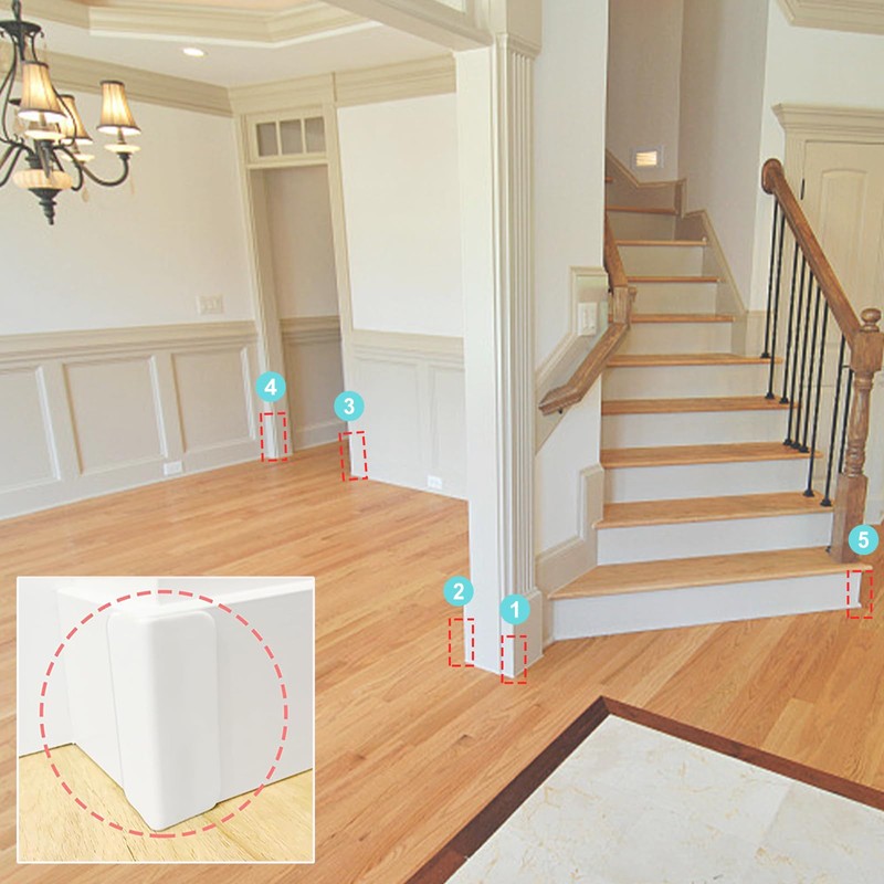 Self Adhesive Baseboard Corner Blocks, Thickened Rubber Corners Protectors Guards