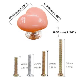 MayGreeny 6 Pieces Cabinet Knobs, Furniture Knobs, Vintage Heart Shaped Ceramic Door Knobs for Dresser Cupboards, Cupboard Knobs, Drawer Knobs, Drawer Knobs, Cupboard Door Knobs (Pink, 38 x 32 x 32 mm