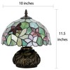 Small Tiffany Table Lamp Red Green Flowers Style Stained Glass