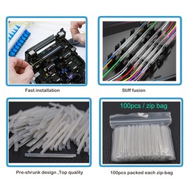 Preshrunk OD2.5mm Fiber Optic Fusion Splice Protection Sleeves 45mm Clear, Heat Shrink Tube -1,000Pcs with Box