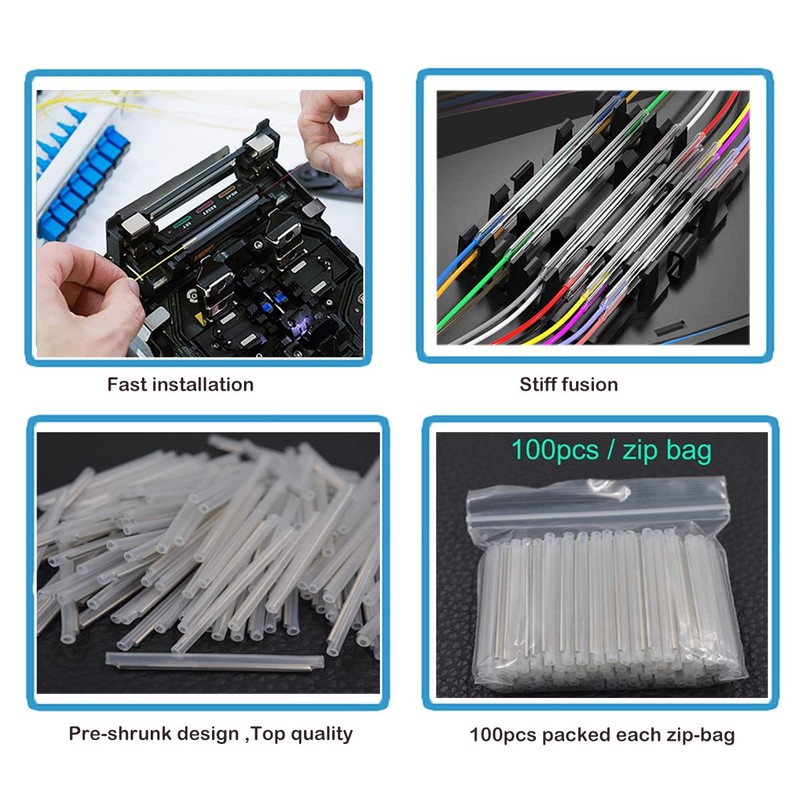 Preshrunk OD2.5mm Fiber Optic Fusion Splice Protection Sleeves 45mm Clear,