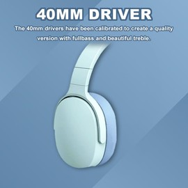 Wenrecu Wireless Bluetooth Headset, Foldable Intelligent Noise Reduction Adjustable Wireless Headset,Bluetooth-compatible 5.1 Stereo Over Ear Headphone for Sports Travel Beige (Blue)