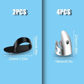 AIEX 6 Pieces Adjustable Finger Plectrums Picks Set Including 4 Pieces Stainless Steel Finger Thumb and 2 Pcs Plastic Thumb Picks for Guitar Harp Bass Ukulele (Silver)