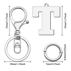 YaeYur Initial Letter A-Z Keychains Alphabet Keyring for Women Backpack Key Chain Car Decoration (Letter T)