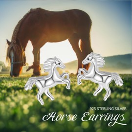 Hypoallergenic Stud Earrings 925 Sterling Silver Tiny Horse Earrings Animal Jewelry Equestrian Gifts for Horse Lovers Women Sister
