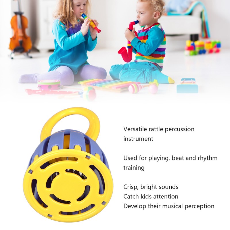 Handled Cage Bell Babies Rattle Orff Plastic Kids Music Percussion