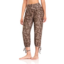 DIBAOLONG Womens Yoga Capri Pants Loose Yoga Pants Comfy Lounge Joggers Pajama Sweatpants with Pockets Camo L