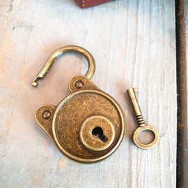 Vintage Bronze Plated Bear Door Handle Lock with Key Antique