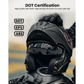 ILM Motorcycle Modular Full Face Helmet Flip up Dual Visor Motorbike Moped Street Bike Racing for Adult,Men and Women DOT Model 906(Matte Black,Large)