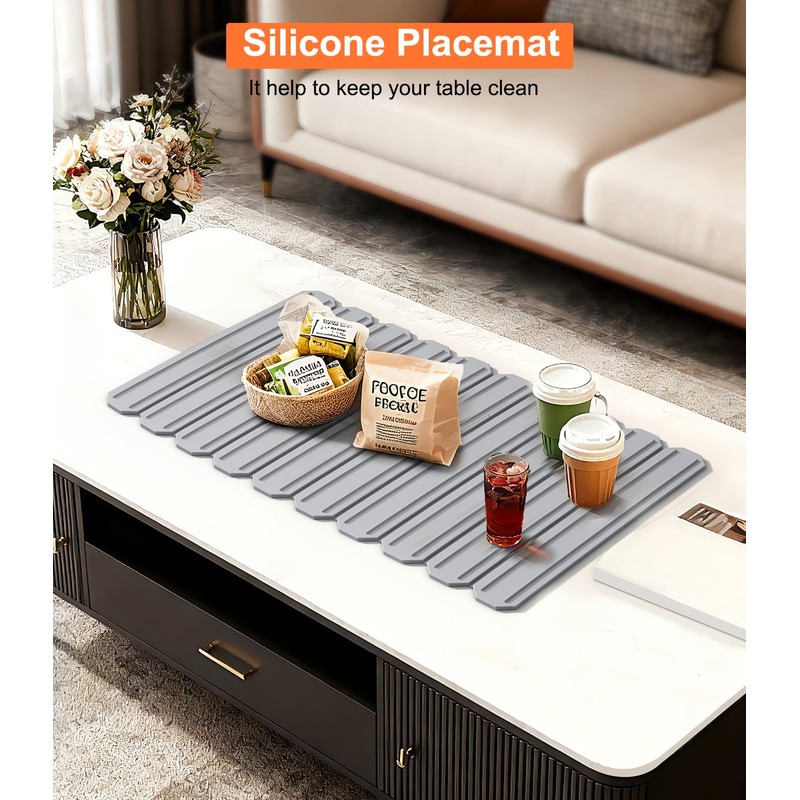 Foldable Dish Drying Mat, 16 x 24 inches, Grey