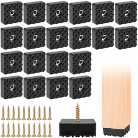 CONJURAIDE Pack of 20 Screwable Rubber Feet Black Square Non-Slip Rubber Base Feet Rubber Feet Screwable Rubber Feet Furniture Feet Flat Furniture Feet with Screw for Garden Chairs Furniture Floors 3