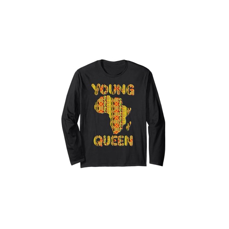 Young Queen Cool Kente African Print Black History Month Langarmshirt