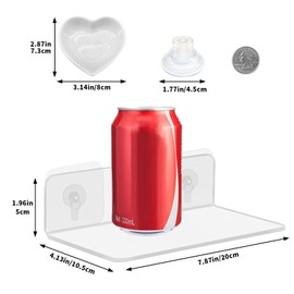 2-in-1 Axolotl Tank Accessories Set, Transparent Acrylic Shelf with Suction Cups and Adhesive Pads, Ceramic Heart Shape Feeding Dish, Food Bowl for Axolotl, Habitat Aquarium Decor