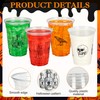 50 Pcs Halloween Disposable Plastic Cups, Spooky 12oz Cold Drink