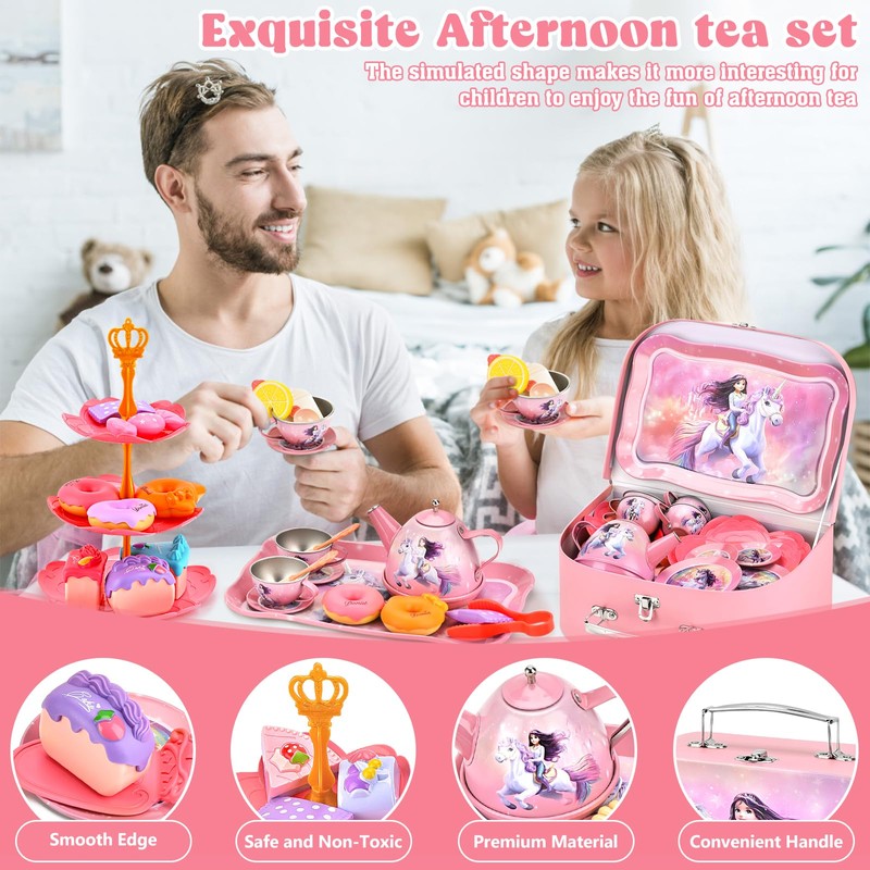 SACBRZZ Tea Set Children's Kitchen Accessories, Tea Set Wooden Toy,
