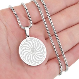 Chereda Stainless Steel The Illusion Of Amulet Women Necklace Round Mystical Jewelry Simple Hypnosis Necklace Collar Gift, Stainless Steel, No Gemstone,