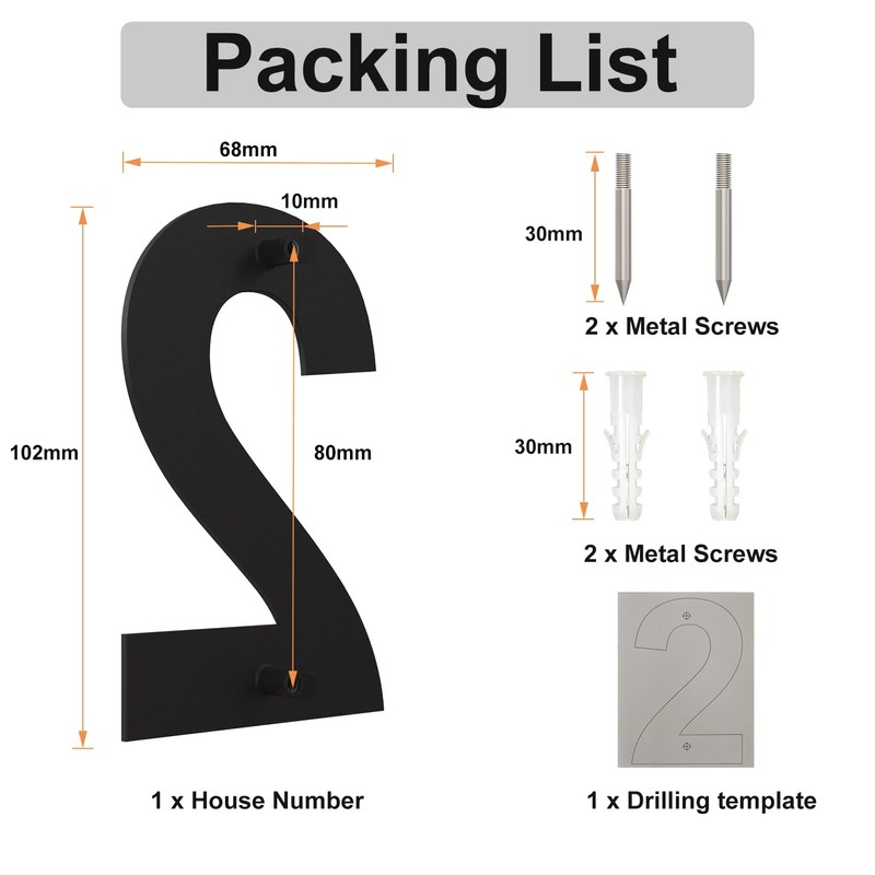 Black Brushed Modern House Number -4 Inch 102mm Height, Made