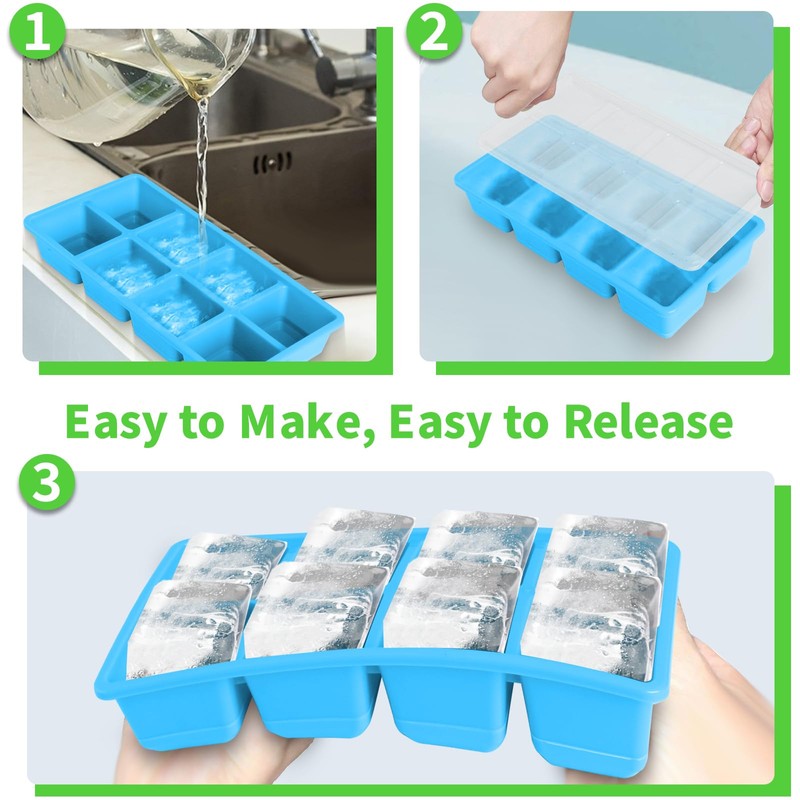 Large Ice Cube Molds 2 Pack, FURNSII Silicone Ice Cube