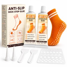 Sock Stop Glue, 2-Pack of 1.69 fl oz Each Sock Stop Anti Slip Adhesive Suitable for Children and Elder, Clear Waterproof Non Slip Sock Glue for Socks, Blankets, and Floor Mats