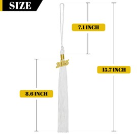 2025 Tassel Graduation White Graduation Tassel 2025 with Date Charm (White)