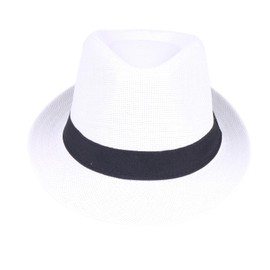 Unisex Fedora Hat Trilby Cuban Sun Protection Short Brim (US, Alpha, Small, Medium, White)