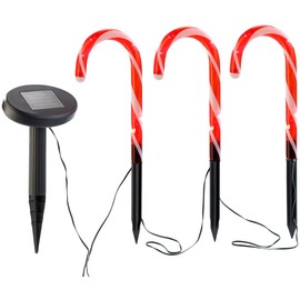 Lunartec Candy Canes Illuminated: Solar LED Garden Stake, Candy Canes, IP33, Set of 3 (LED Candy Canes Outdoor, Luminous Candy Canes, Christmas Decoration Illuminated)
