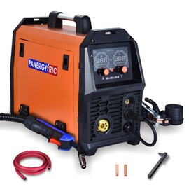 200A Synergic Mig Welder Wire Feed Welder, 4 in 1 Gas MIG/Gasless Flux MIG/Stick/Lift TIG Multi-Process Welder Machine, 110V/220V Dual Voltage Welder with IGBT Inverter & LCD Screen Display