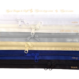 5mm Coil Zipper with Double Pull - Head to Head Closed Ended on Both Sides Sliders (Navy, 30 inches - 2pcs)