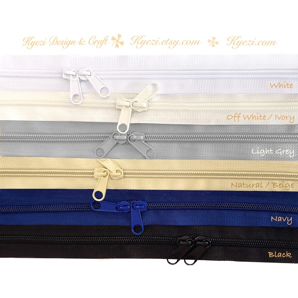 5mm Coil Zipper with Double Pull - Head to Head