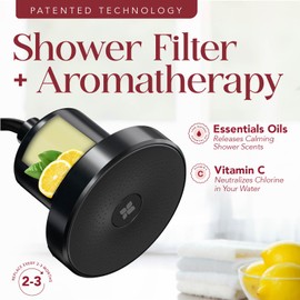 Radiance by Mist Vitamin C Shower Filter Replacement Cartridge + Shower Steamers Aromatherapy - K Beauty Skin & Hair Enhancement, Universal Water Filter Replacement for AquaBliss - Lemon Spa Scent