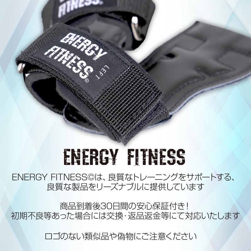 ENERGYFITNESS Power Grip, Muscle Training, Pull Ups, Wrist Wrap, Japanese